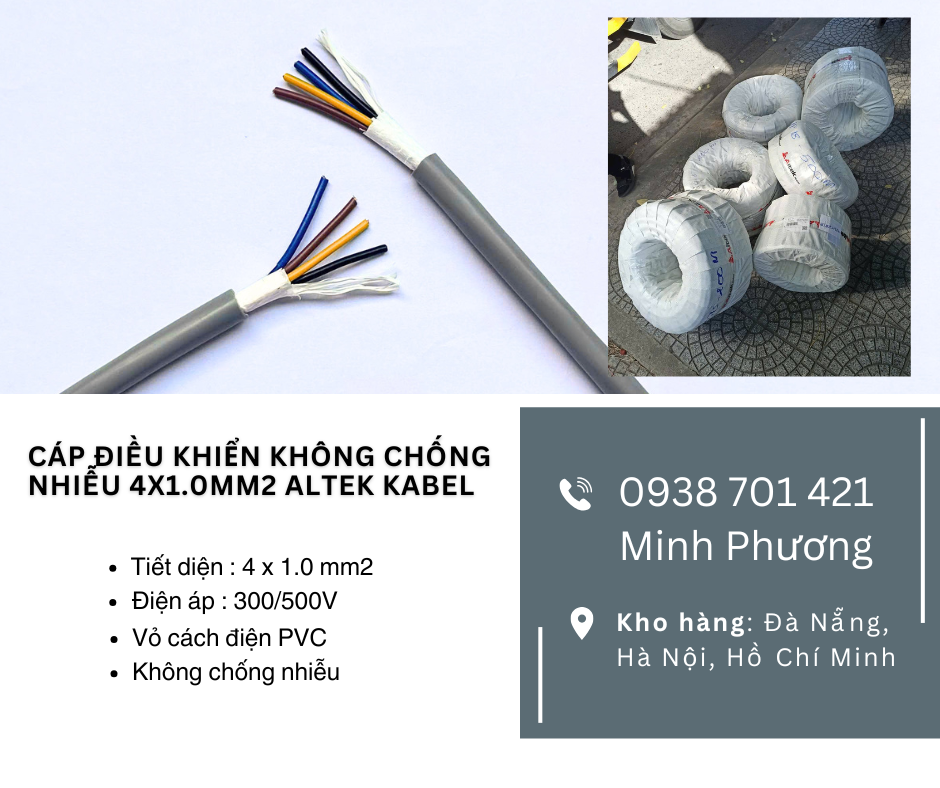 Cáp tín hiệu không chống nhiễu Altek Kabel 4x1.0mm2 Quảng Nam, Quảng Ngãi, Bình